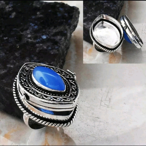New Huge Chalcedony 925 Silver Poison Ring. - Picture 12 of 12